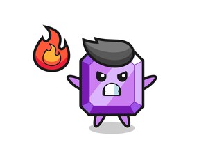 purple gemstone character cartoon with angry gesture