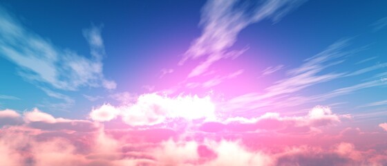 Clouds, cloudy background, sunrise above the clouds, panorama of clouds, 3d rendering