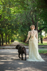 Girl in an old dress with ruffles