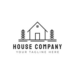 Simple line art House Logo, hipster house logo for property, building company, etc.