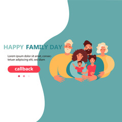 Happy family with kids -family health and wellness -modern flat vector concept digital illustration of a happy family of parents and children. Happy family day

