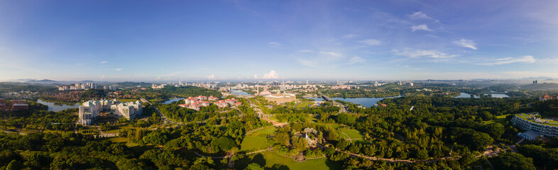 Fototapeta na wymiar 180 degree Aerial Panorama view of Prime Minister Office on Putrajaya City