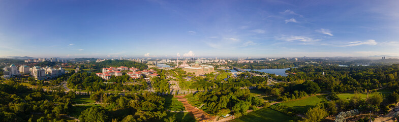 180 degree Aerial Panorama view of Prime Minister Office on Putrajaya City