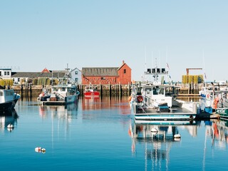 Boats in the water and Motif Number 1, Rockport, Massachusetts