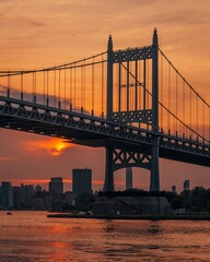The RFK Bridge at sunset, in Astoria, Queens, New York City
