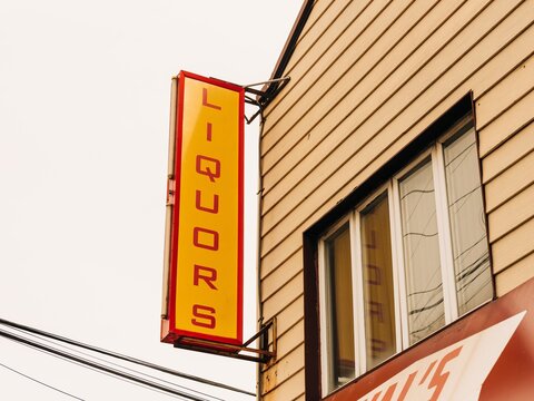 Liquor Store Sign In Ridgewood, Queens, New York