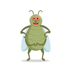 Cartoon fly insect. Vector illustration on a white background.