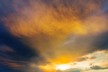 Naklejka na ściany i meble dramatic cloudy sky at the sunset