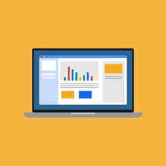 Laptop icon flat design vector, icon for IT or Accounting Business etc.