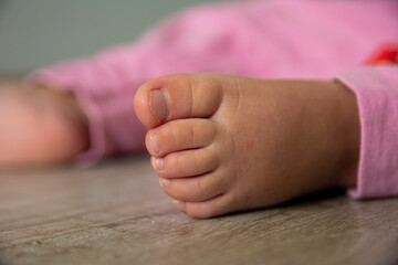 foot of a small child close up