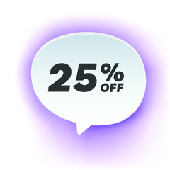 25% off mega discount sale sticker, ad offer on shopping day.  Vector illustration of discount offer price label isolated on white background