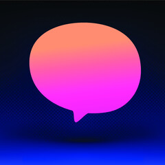 Colorful glossy speech bubble with reflection. Talk bubble, blank frame template, 3D Illustration. Banner design template, app icon, vector illustration