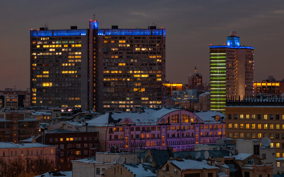 Moscow Apartments at Night