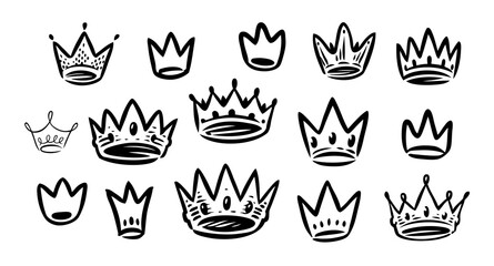 Crown icons set. Royal, premium symbol. Vector illustration