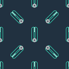 Line Curling iron for hair icon isolated seamless pattern on black background. Hair straightener icon. Vector