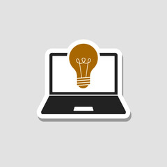 Laptop with light bulb icon