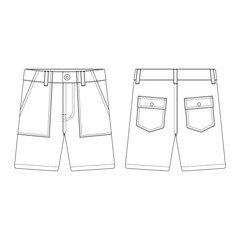 Template fatigue shorts vector illustration flat design outline clothing