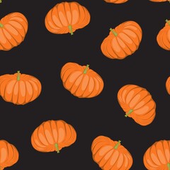 Seamless pattern of colorful pumpkins. Perfect for fall, Thanksgiving, holidays, fabric, textile. Seamless repeat swatch.