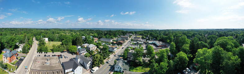Aerial panorama of downtown Ancaster, Ontario, Canada