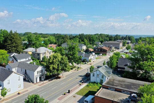 Aerial view of downtown Ancaster, Ontario, Canada