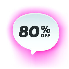 80% off mega discount sale sticker, ad offer on shopping day.  Vector illustration of discount offer price label isolated on white background