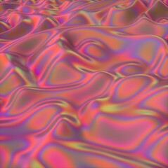 3D illustration of holographic foil. Iridescent abstract background.
