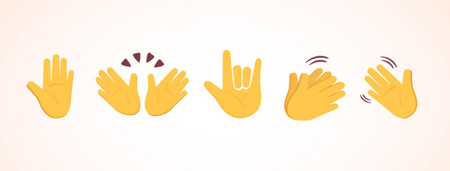 Vector emoji collection with different hands for social media isolated on white background. Modern emoticons