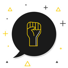 Line Raised hand with clenched fist icon isolated on white background. Protester raised fist at a political demonstration. Empowerment. Colorful outline concept. Vector