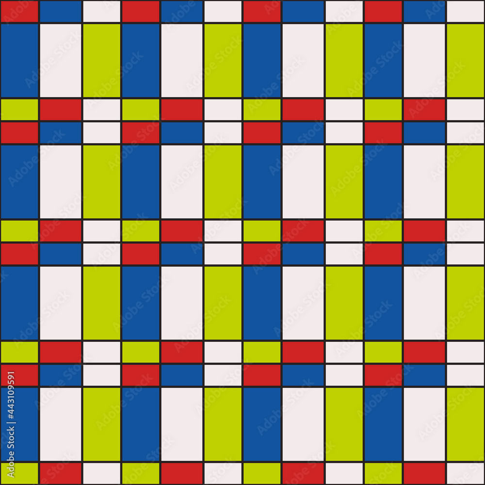 Poster art rectangles. vector red, yellow, blue nad white rectangles make simple pattern.