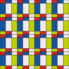 Art rectangles. Vector red, yellow, blue nad white rectangles make simple pattern.