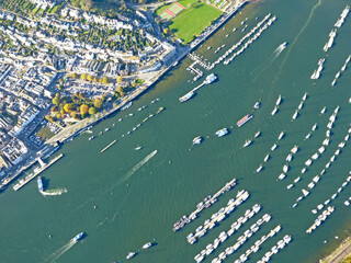 Aerial view of the River Dart at Dartmouth, Devon