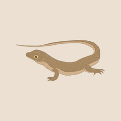 Illustration of a brown lizard with a long tail, World Lizard Day