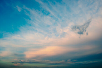 Blue sky background with tiny clouds