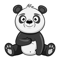 The panda smiles and shows like. Vector illustration in cartoon style. Sticker.