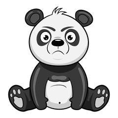 Little angry panda. Vector illustration in cartoon style. Sticker.