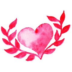 Watercolor clipart love graphics vintage jewelry. Red hearts set isolated on white.Watercolor Red Abstract Heart.Love hearts watercolor clipart. Hand drawn illustration .