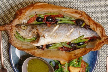 grilled fish with vegetables