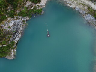 Delabole slate quarry aerial cornwall England uk drone