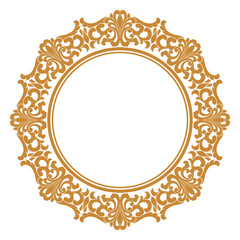 Decorative frame. Elegant vector element for design in Eastern style Floral golden border. Lace illustration