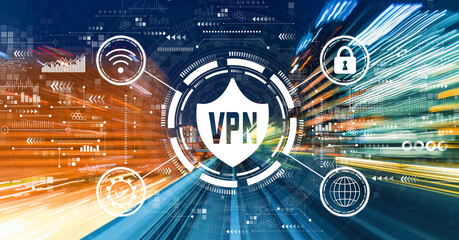 VPN concept with high speed motion blur