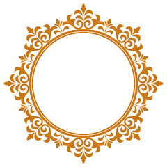 Decorative frame. Elegant vector element for design in Eastern style Floral golden border. Lace illustration