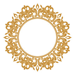 Decorative frame. Elegant vector element for design in Eastern style Floral golden border. Lace illustration