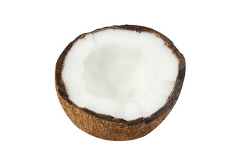 half of coconut isolated on white background
