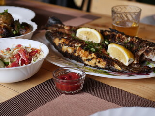 grilled fish with vegetables