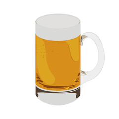 Glass of Beer with Foam – Realistic Vector Illustration
