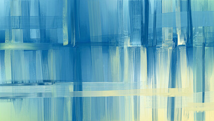 Blue paint strokes on canvas, large over 7K pixels wide background. Modern art made with colour smears and rough brush strokes - obrazy, fototapety, plakaty