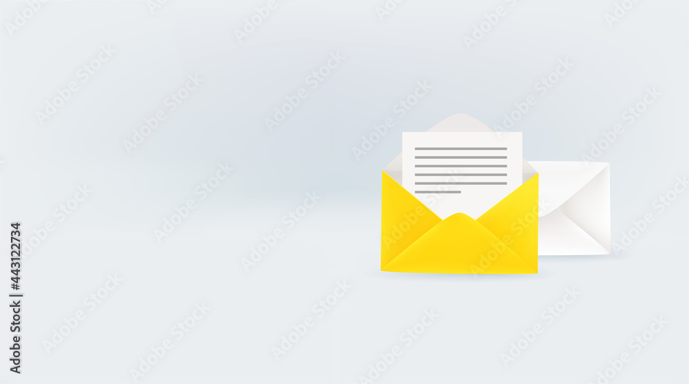 Aufkleber Open envelope with message. Banner with copy space ready for a text