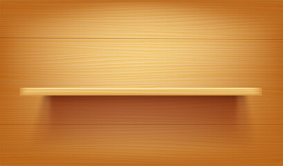 Long wood shelf on a wood wall
