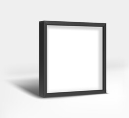 Black elegant modern photo frame on a floor. Layered vector mockup
