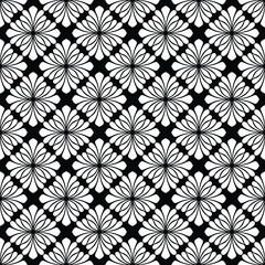Abstract geometric seamless pattern. black and white floral flower ornamental vector background.